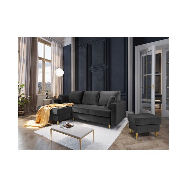 Tmavě šedý puf Mazzini Sofas Muguet, 60 x 45 cm-image-3