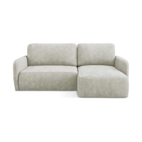 Krémová žinylková rozkládací/s úložným prostorem rohová pohovka (pravý roh/s lenoškou) Lilo – Makamii