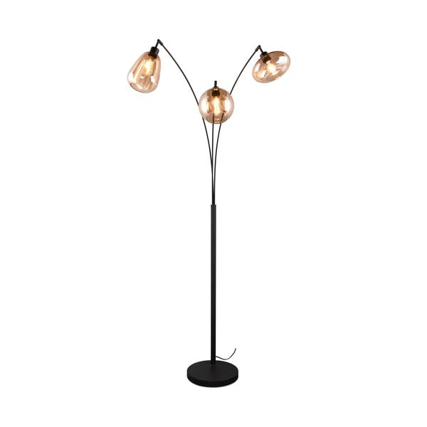 Černo-oranžová stojací lampa se skleněným stínidlem (výška 200 cm) Lumina – Trio