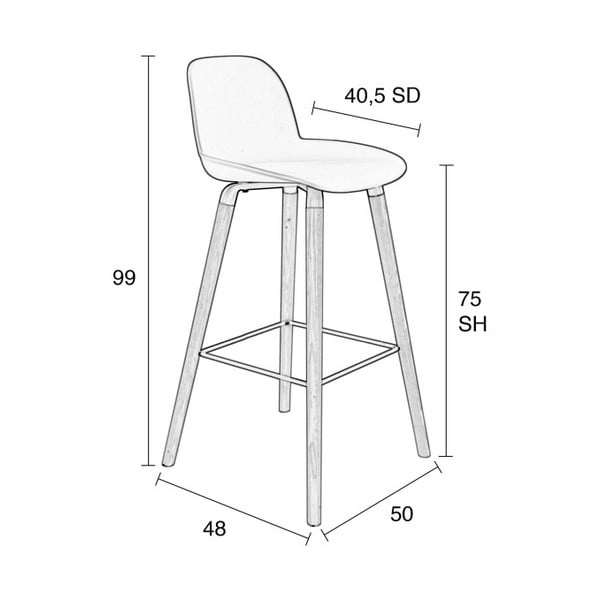 Sada 2 bílých barových židlí Zuiver Albert Kuip, výška sedu 75 cm-image-4