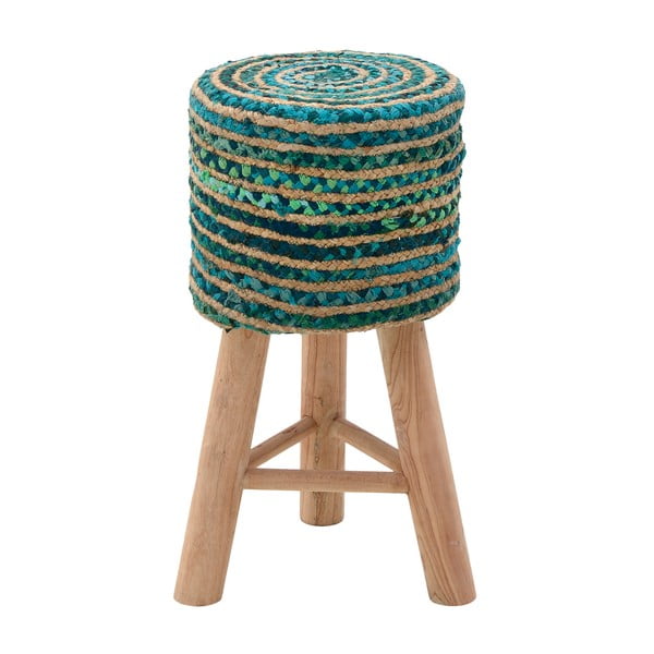 Zelená stolička z juty a mangového dřeva InArt Boho, ⌀ 30 cm
