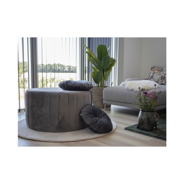Šedý polštář se sametovým potahem House Nordic Luso, ø 45 cm-image-1