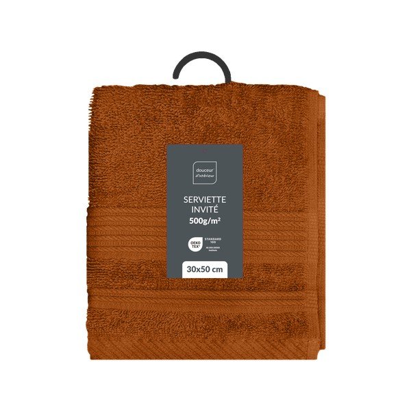 Froté bavlněný ručník v terakotové barvě 30x50 cm Tendresse – douceur d'intérieur-image-4