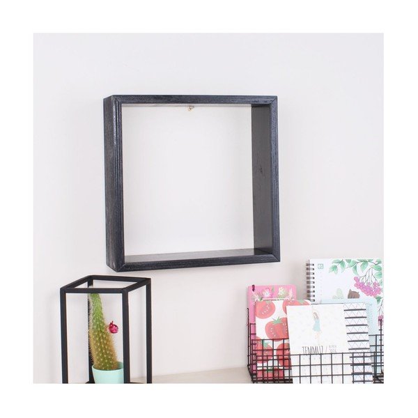Černá dřevěná nástěnná polička North Carolina Scandinavian Home Decors Cube