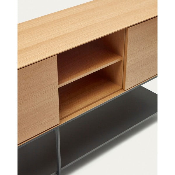 Nízká komoda v dekoru dubu v přírodní barvě 195x80 cm Vedrana – Kave Home-image-3