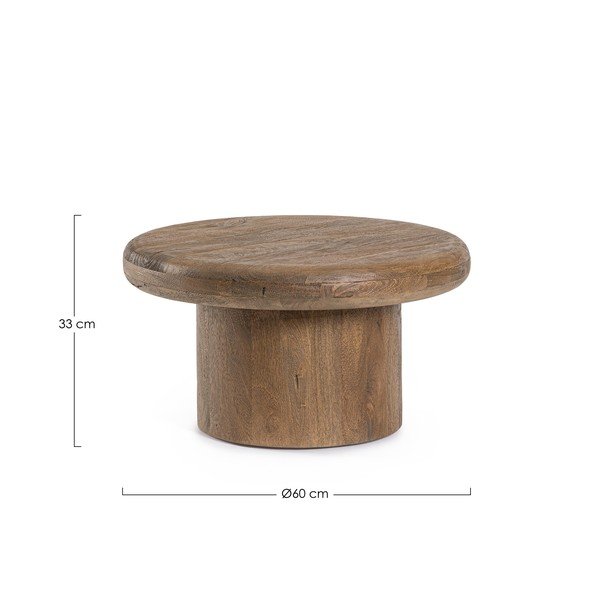 Kulatý konferenční stolek z mangového dřeva v tmavě přírodní barvě ø 60 cm Lopez – Bizzotto-image-3
