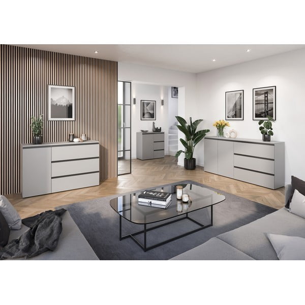 Šedá nízká komoda 135x91 cm Bastia – Germania-image-4