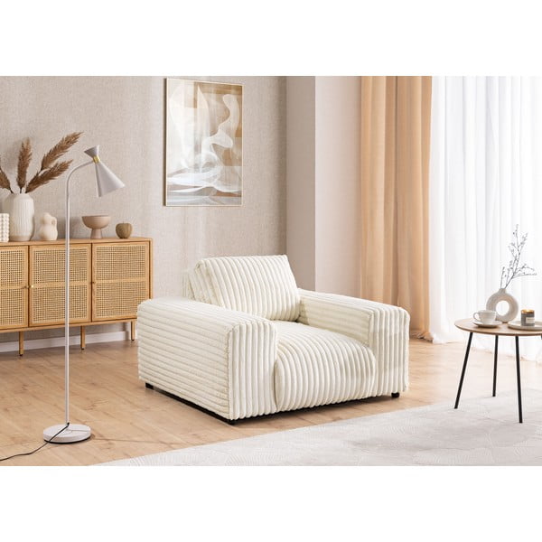 Krémové manšestrové křeslo Justin – Ropez-image-4