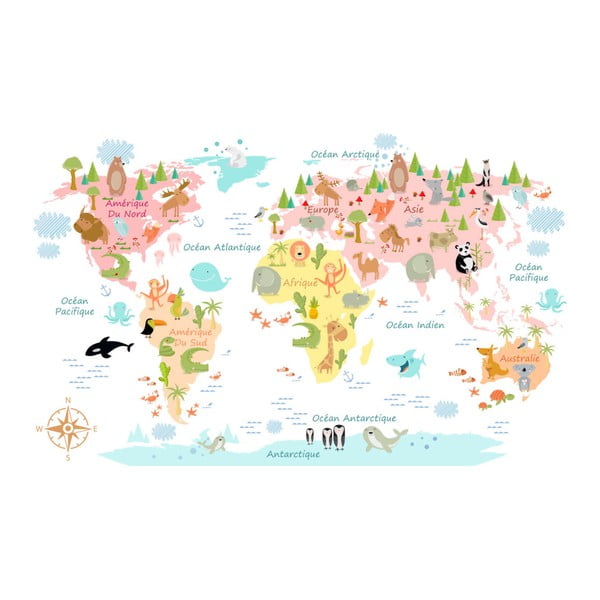 Nástěnná samolepka Ambiance Baby World Map