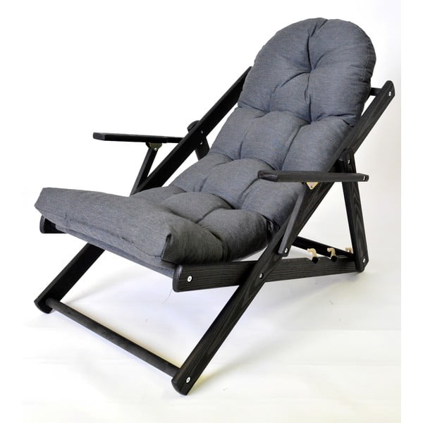 Tmavě šedé dřevěné skládací zahradní lehátko Borneo – Rojaplast-image-1