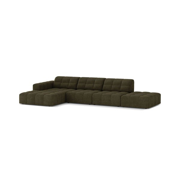 Khaki žinylková rohová pohovka (levý roh/s lenoškou) Chicago – Cosmopolitan Design-image-1