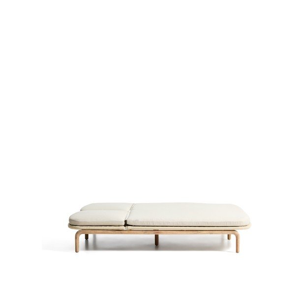 Béžové dvoumístné dřevěné polohovací zahradní lehátko Alipa – Kave Home-image-4