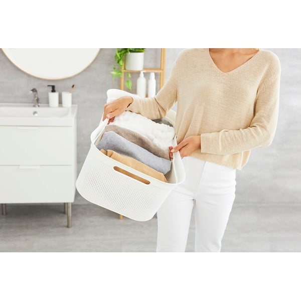 Bílý plastový koš na prádlo 41 l Brisen - Rotho-image-1