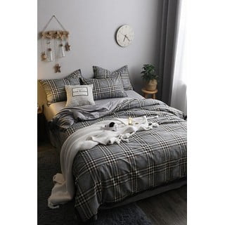Šedé bavlněné povlečení na jednolůžko/prodloužené s prostěradlem 160x220 cm – Mila Home