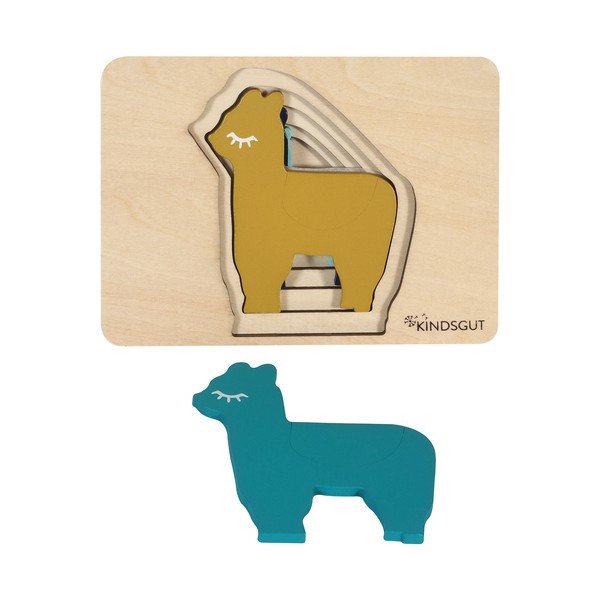 Dřevěné dětské puzzle Kindsgut Lama-image-2