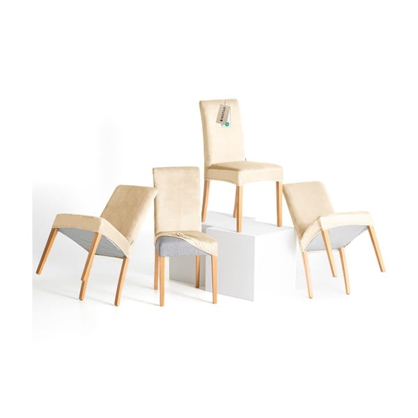 Béžové napínací potahy v sadě 4 ks na židli 48 cm Sento – Restilo