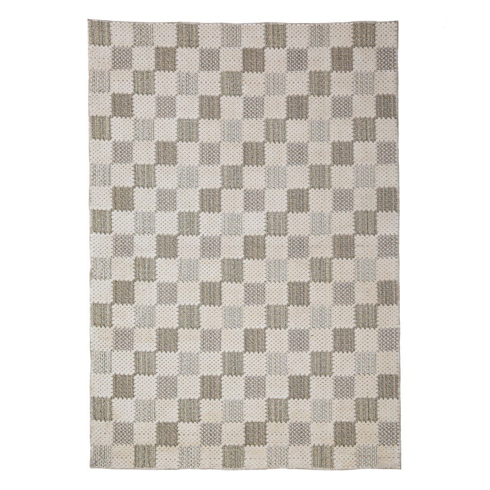 Zelený pratelný koberec s příměsí bavlny 116x170 cm Muted Checkerboard – Flair Rugs
