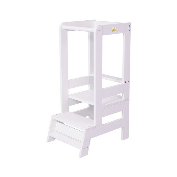Bílá učicí věž z borovicového dřeva Montessori – Meowbaby