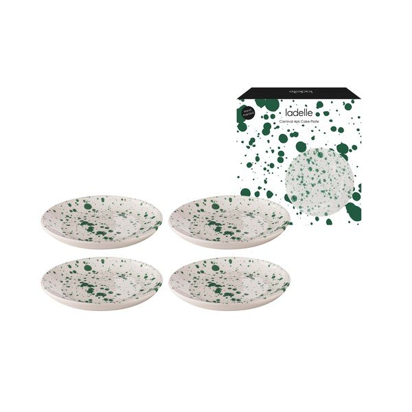 Bílo-zelené dezertní  talíře z kameniny v sadě 4 ks ø 18 cm Carnival – Ladelle-image-3