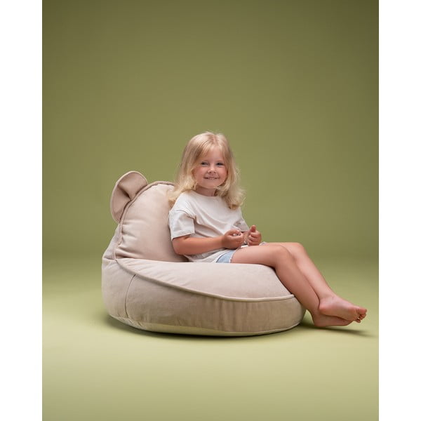 Béžový sametový dětský sedací vak Bear – Wigiwama-image-1