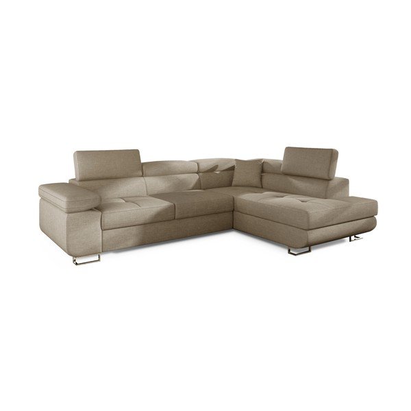 Béžová rozkládací/s úložným prostorem rohová pohovka (pravý roh/do L) Anton – ELTAP-image-2