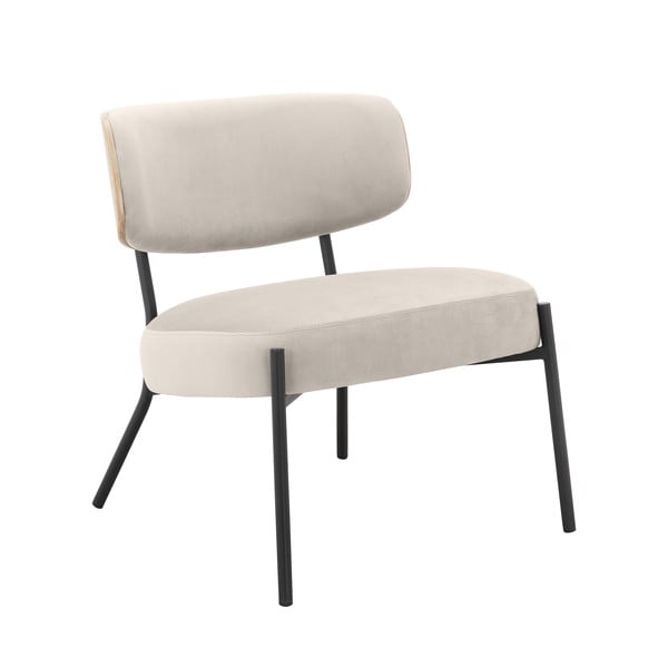 Krémové sametové křeslo s podnožkou Jerry – Støraa-image-4