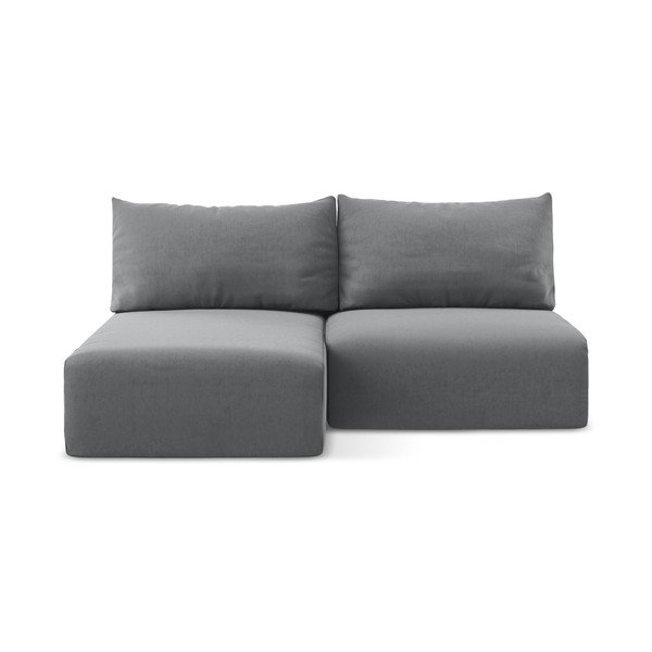 Šedá sametová rozkládací/s úložným prostorem rohová pohovka (levý roh/s lenoškou) Kalena – Makamii