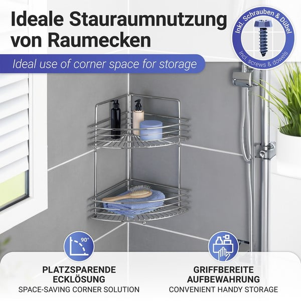 Rohová koupelnová polička Wenko Milano-image-3