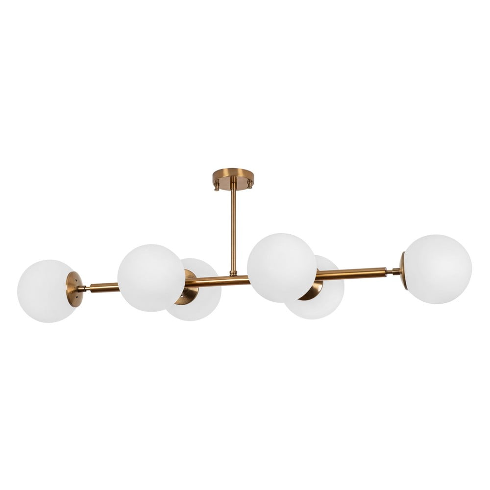 Stropní svítidlo v bílo-zlaté barvě se skleněným stínidlem 40x110 cm Fazli – Opviq lights
