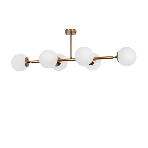 Stropní svítidlo v bílo-zlaté barvě se skleněným stínidlem 40x110 cm Fazli – Opviq lights