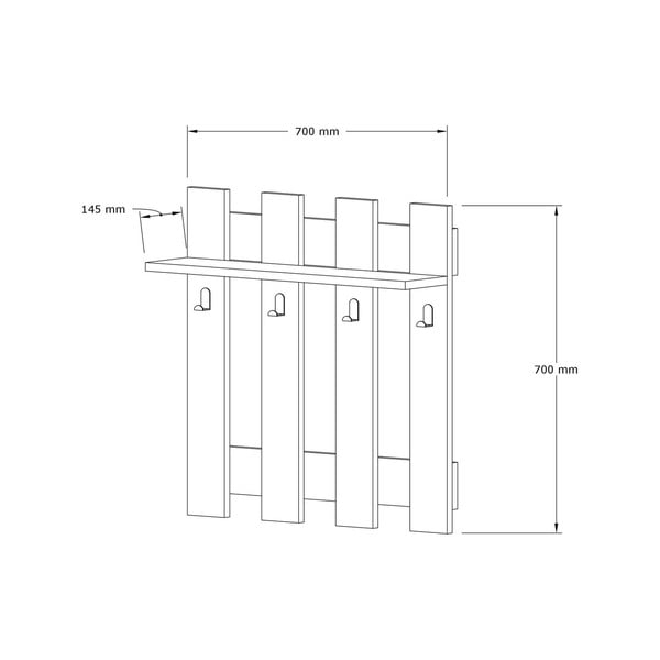 Tmavě hnědá nástěnná police se 4 věšáky Carina-image-3