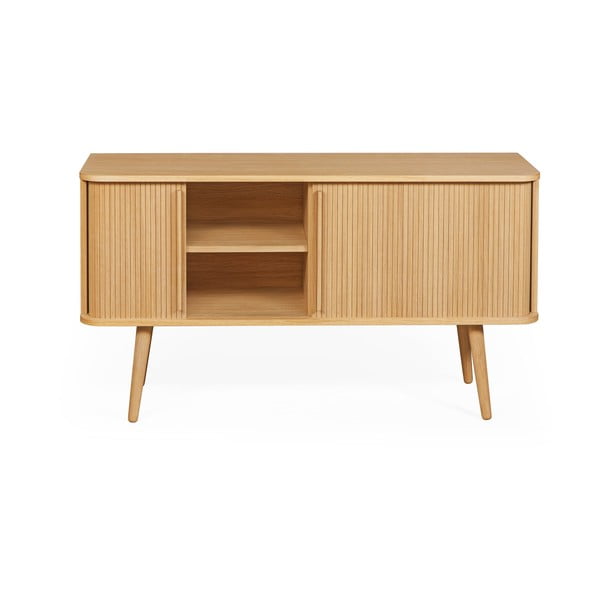 Nízká komoda v dekoru dubu s posuvnými dveřmi v přírodní barvě 138x75 cm Rove – Woodman-image-4