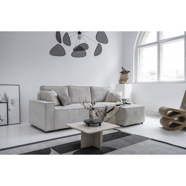 Bílá manšestrová rozkládací rohová pohovka (variabilní) Brave Dave – Miuform-image-2