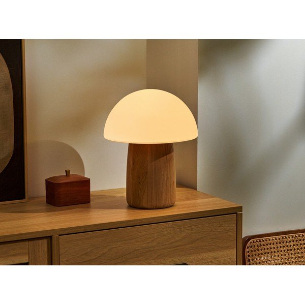 Stmívatelná stolní lampa v přírodní barvě se skleněným stínidlem (výška 32 cm) Alice – Gingko-image-1