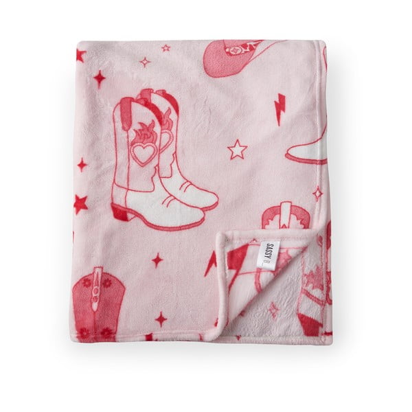 Růžový přehoz z mikroplyše 200x240 cm Cowgirl Boot – Sassy B