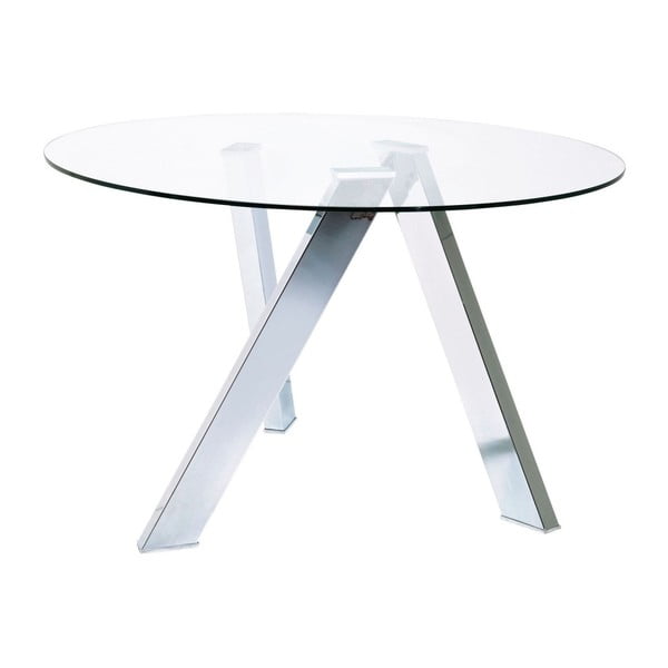 Jídelní stůl ve stříbrné barvě s temperovaným sklem Kare Design Mikado, ⌀ 120 cm