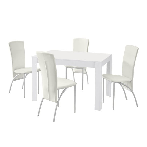 Set jídelního stolu a 4 bílých jídelních židlí Støraa Lori Nevada Puro White