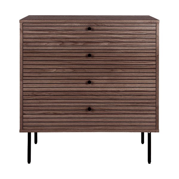 Tmavě hnědá nízká komoda v dekoru dubu 80x85 cm Kyoto – House Nordic