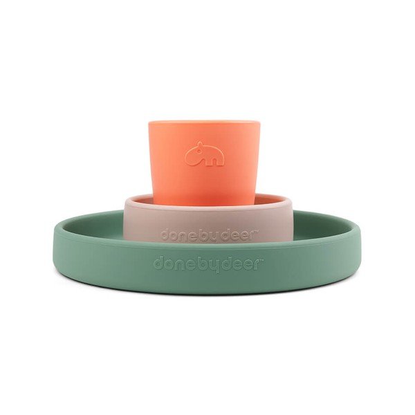 3dílný dětský jídelní set ze silikonu Done by Deer Croco-image-1