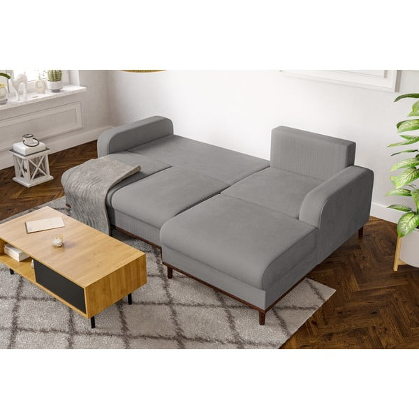 Světle šedá manšestrová rohová pohovka (pravý roh) Beata – Ropez-image-4