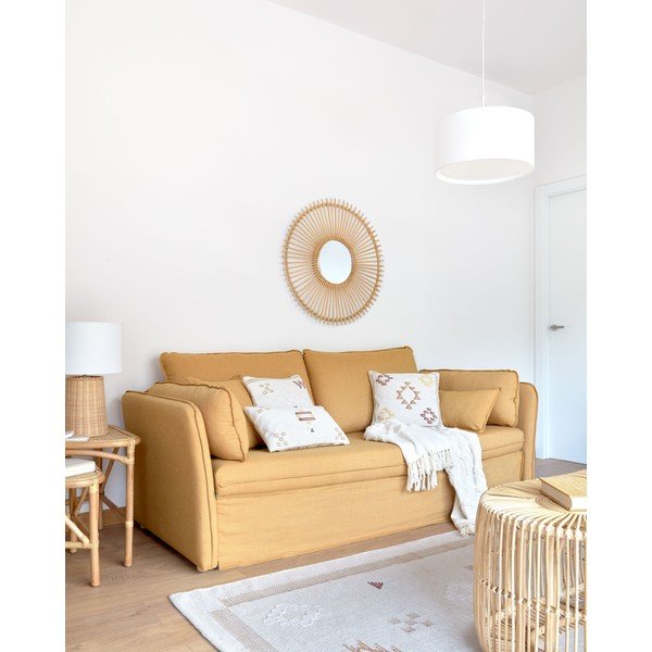 Rozkládací pohovka v hořčicové barvě 210 cm Tanit – Kave Home-image-1