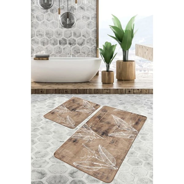 Hnědé sametové koupelnové předložky v sadě 2 ks 60x100 cm – Mila Home-image-2