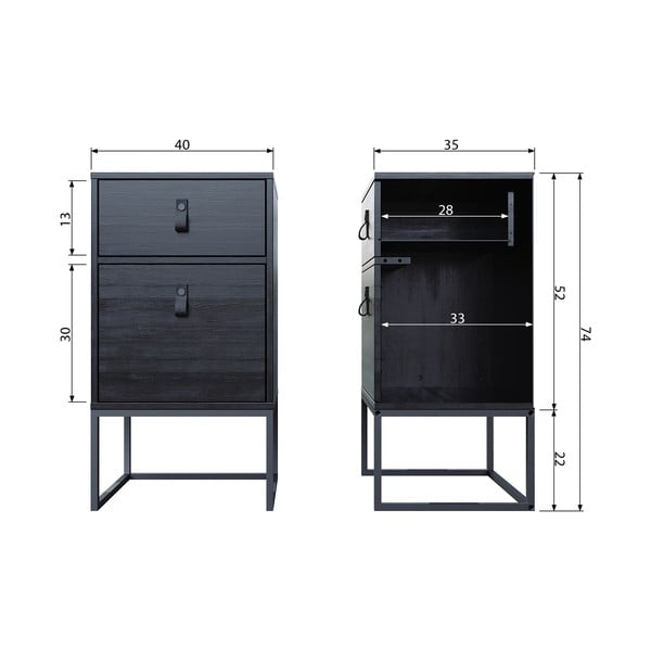 Černý noční stolek se zásuvkou a dvířky WOOOD Zola-image-4