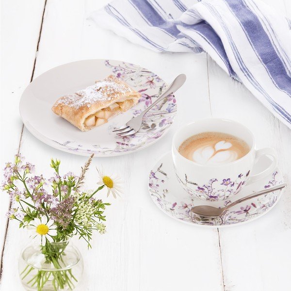 Bílý/fialový porcelánový šálek 280 ml Louka – Orion-image-1