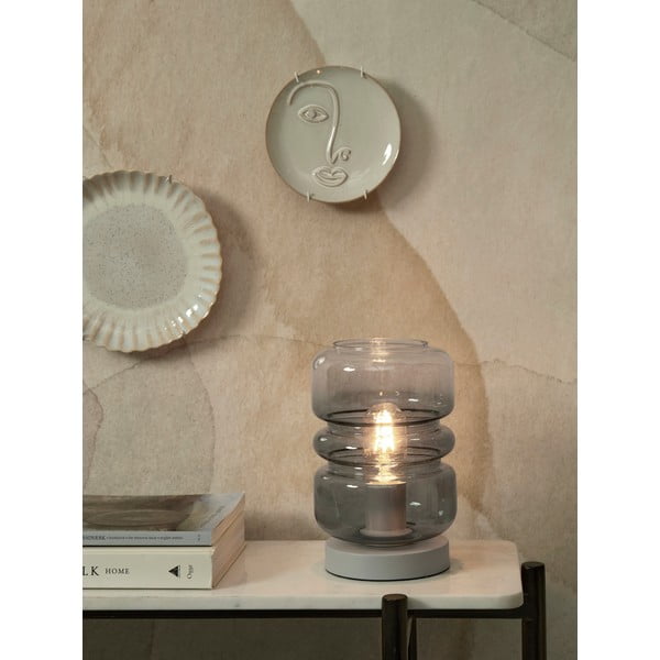 Šedá stolní lampa se skleněným stínidlem (výška 23 cm) Verona – it's about RoMi-image-1