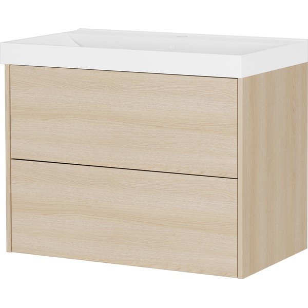 Závěsná skříňka pod umyvadlo v dekoru dubu v přírodní barvě 81x65 cm Bodera – Germania