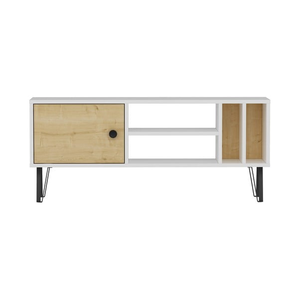 Bílý/přírodní TV stolek v dekoru dubu 120x52 cm Arven – Kalune Design
