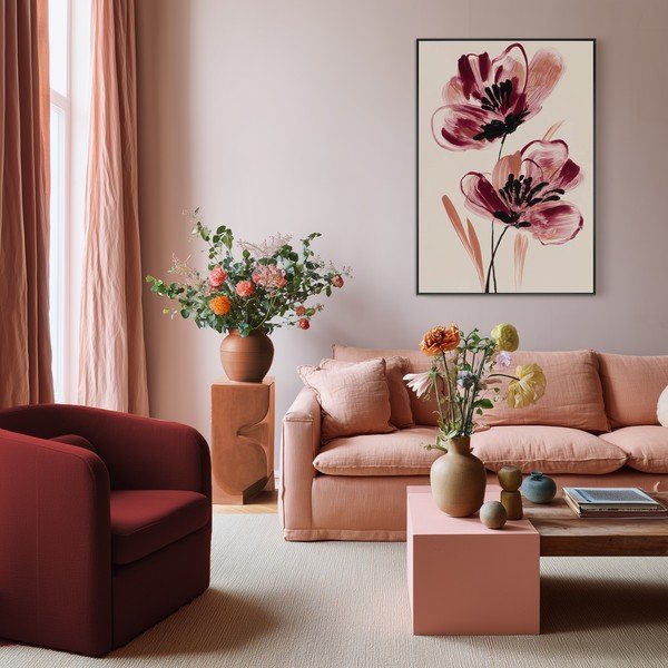 Tištěný obraz s rámem/na plátně 70x100 cm Burgundy Blooms – Styler-image-2