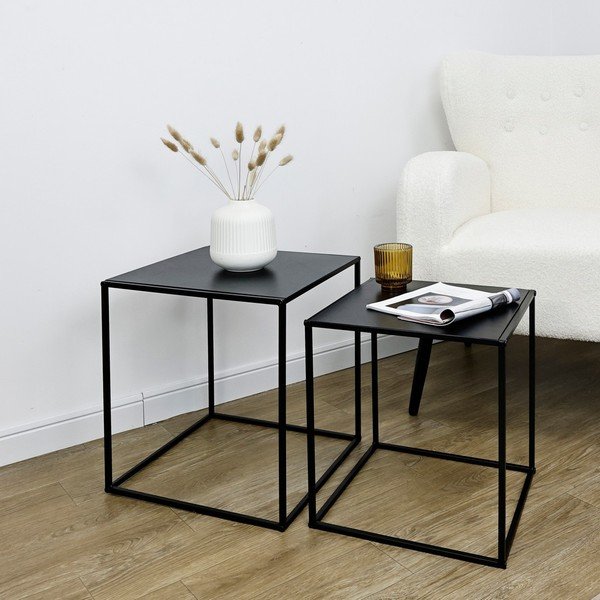 Černé kovové konferenční stolky v sadě 2 ks 38x38 cm Alrik – Yes Everyday-image-1