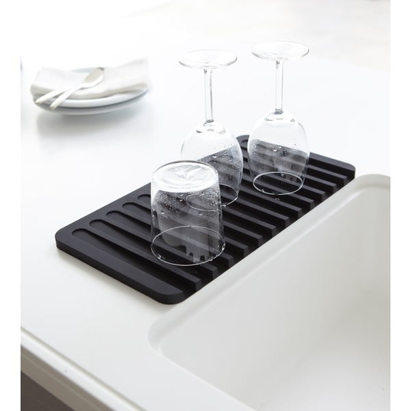 Černá silikonová odkapávací podložka Yamazaki Flow-image-1